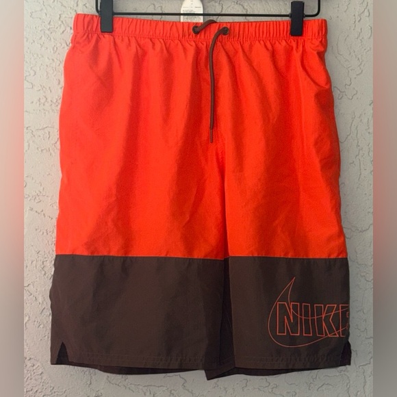 Nike Two-Tone Bright Orange and Brown Swim Trunks - Picture 2 of 8